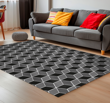 Vinyl Teppich schwarz moderner 3d-würfel - TenStickers