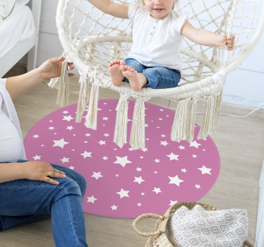 Vinyl Teppich Kinderzimmer Sterne leuchtend rosa kreis - TenStickers