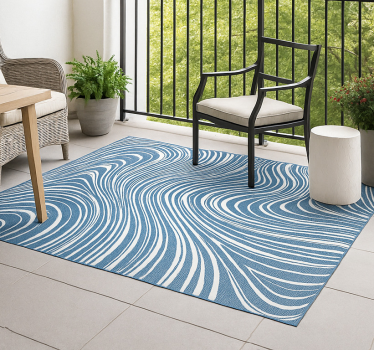 Vinyl Teppich Terrasse abstrakte blaue wellen - TenStickers