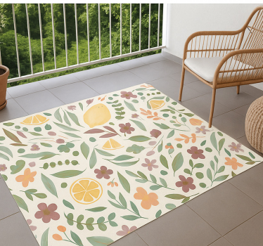 Vinyl Teppich Terrasse zitronen-blumenmuster - TenStickers