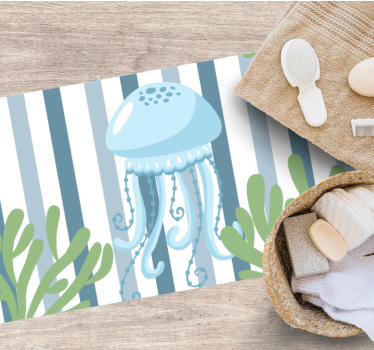 Blaue Qualle Vinyl Teppich Bad - TenStickers