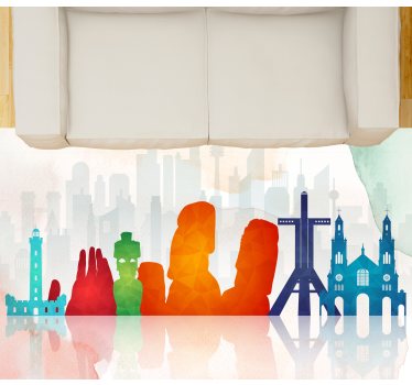 Vinyl Teppich Büro bunte skyline-silhouetten - TenStickers