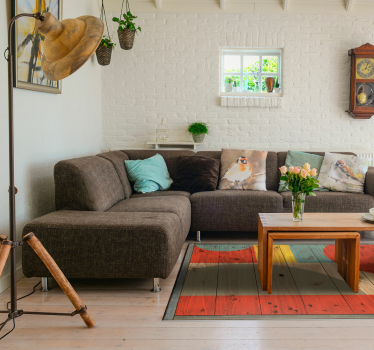 Bunte geometrische Formen Vinylteppich Holzoptik - TenStickers