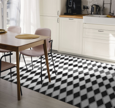 Vinyl Teppich Küche Schwarze und weiße diamanten - TenStickers