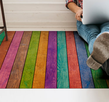 Vinyl Teppich Holzoptik buntes plankenmuster - TenStickers
