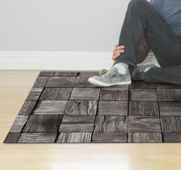 Vinylteppich Holzoptik graues quadratdesign - TenStickers