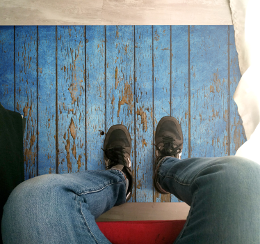 Vinylteppich Holzoptik verwitterte blaue bretter - TenStickers