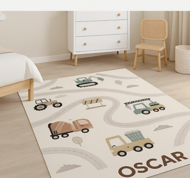 Vinyl Teppich Kinderzimmer beige konstruktion - TenStickers