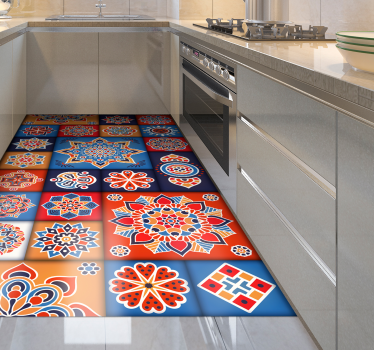 Vinylteppich modern Bunte blumenfliesen - TenStickers