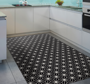 Vinyl teppich küche geometrische schwarz-weiss-diamanten - TenStickers