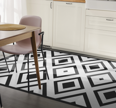 Vinylteppich retro Schwarze und weiße quadratische diamanten - TenStickers