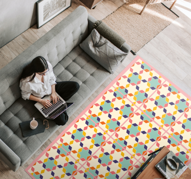 Vinylteppich Wohnzimmer Bunte vintage fliesen - TenStickers