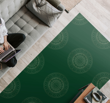 Grünes Mandalamuster Vinyl Teppich Wohnzimmer - TenStickers