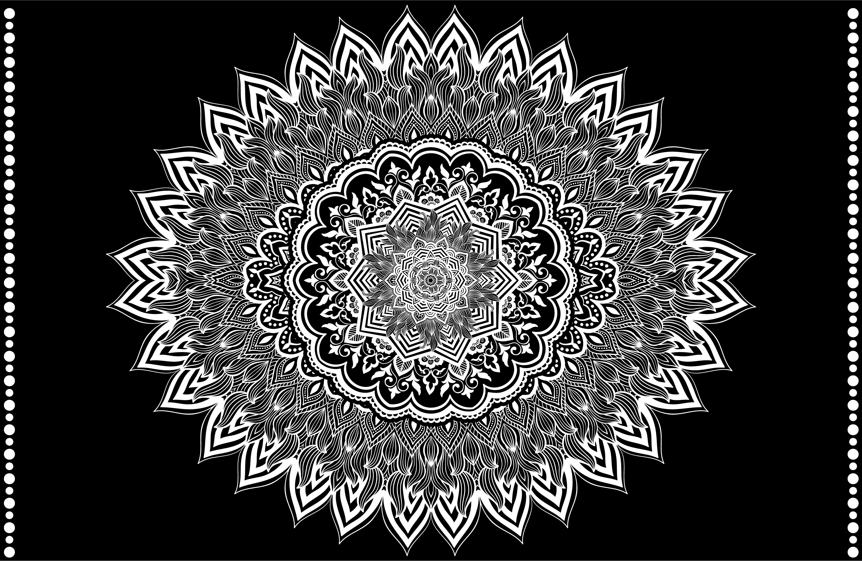Vinyl Teppich schwarz blumenmandala-design - TenStickers