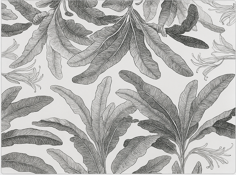 Vinyl teppich küche elegante graue palmen - TenStickers