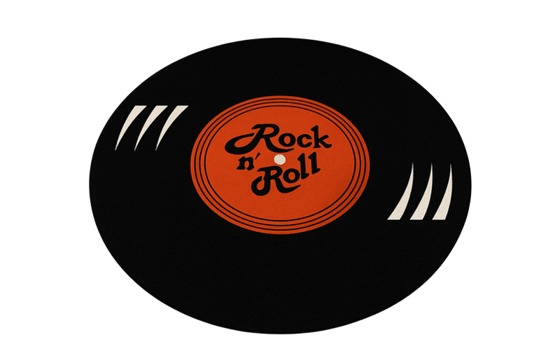 Runder vinyl teppich im rock&roll design - TenStickers