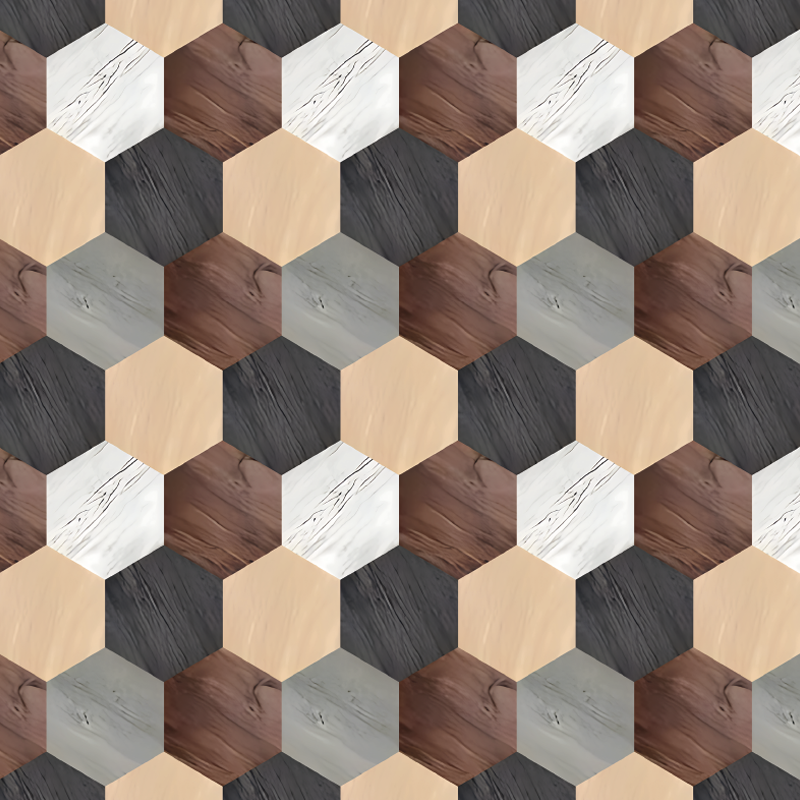 Vinyl teppich küche mit gemischten holzhexagonen - TenStickers