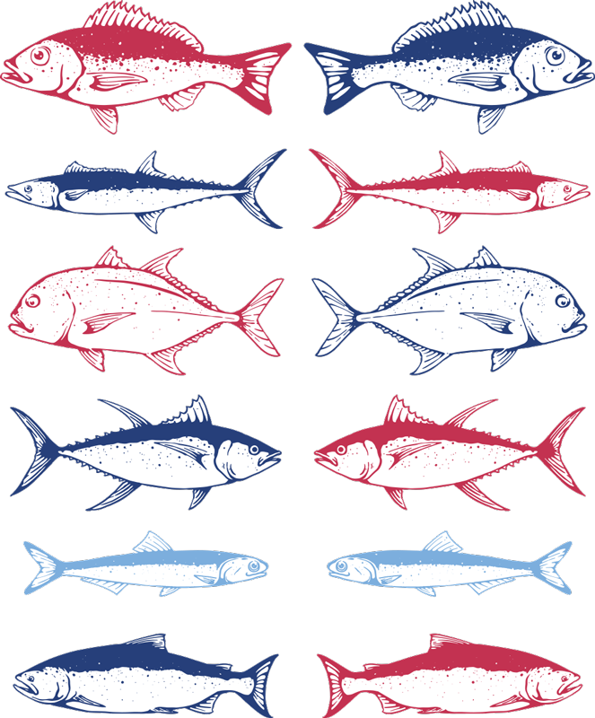 Vinyl teppich tiere handgezeichnete fische - TenStickers