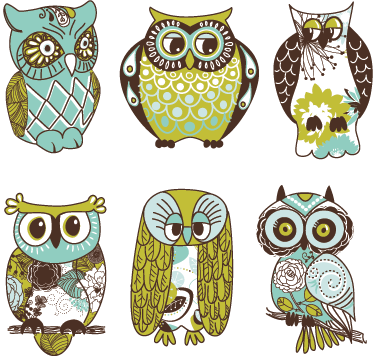 Vinyl teppich tiere sechs eulen - TenStickers