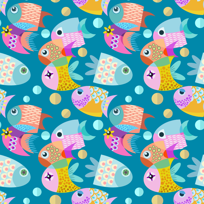 Vinyl teppich tiere fische für kinder - TenStickers