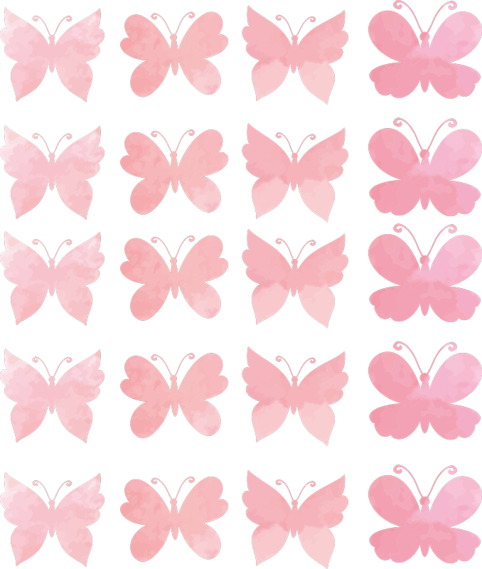 Vinyl teppich tiere mit pinken schmetterlingen - TenStickers