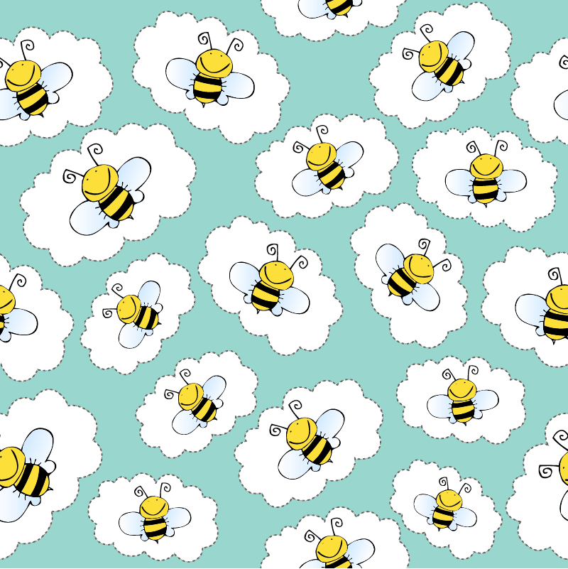 Vinyl teppich tiere weiße bäume und bienen - TenStickers