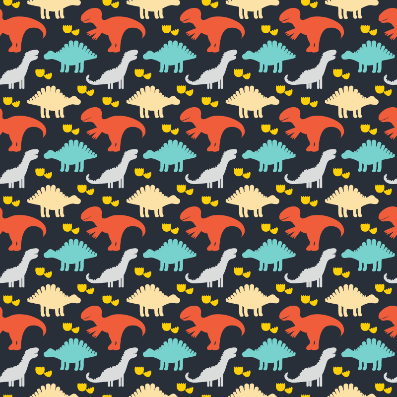 Vinyl teppich tiere mit buntem dinosaurier-muster - TenStickers