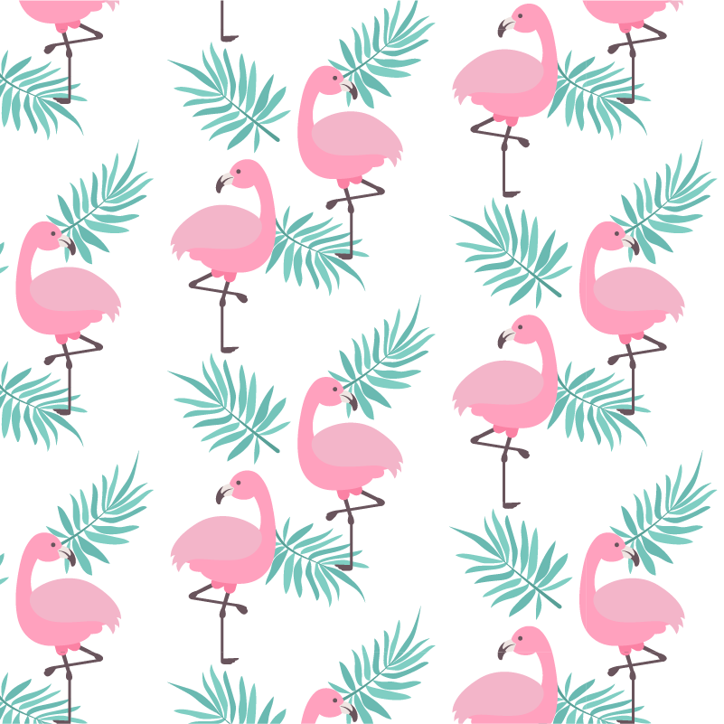 Vinyl teppich tiere mit tropischem flamingo-muster - TenStickers