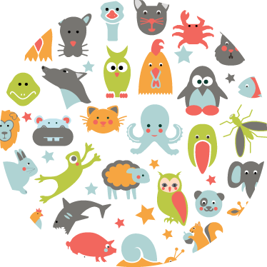 Vinyl teppich tiere im kreis - TenStickers