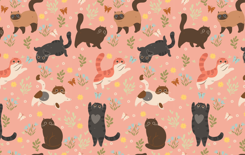 Vinyl teppich tiere nahtloses katzenmuster - TenStickers