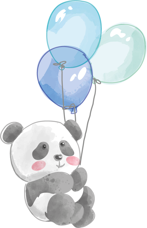 Vinyl teppich tiere baby mit drei luftballons - TenStickers