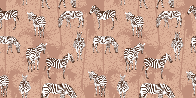 Vinyl teppich tiere zebra und palmen braun - TenStickers