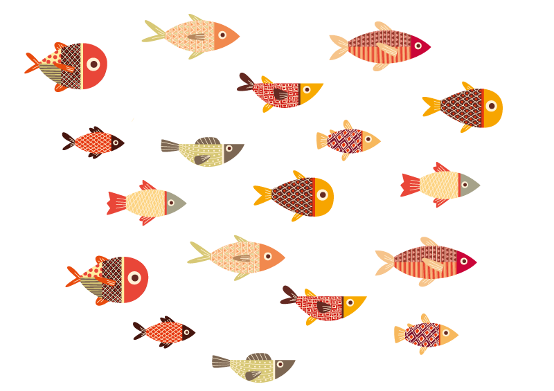 Vinyl teppich tiere runde bunte fische - TenStickers