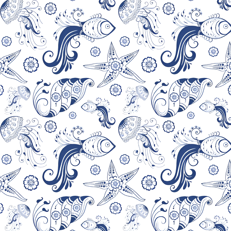 Vinyl teppich tiere mit ornamentalem meeresleben - TenStickers