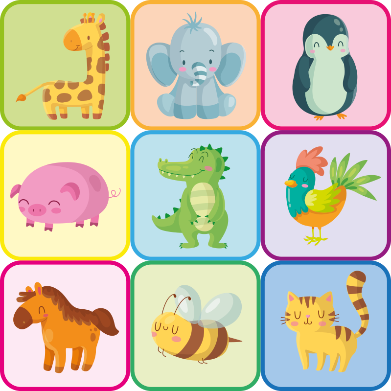 Vinyl teppich tiere bunte fliesen - TenStickers