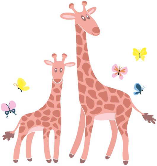 Vinyl teppich tiere schmetterlingsgiraffe eltern kind - TenStickers