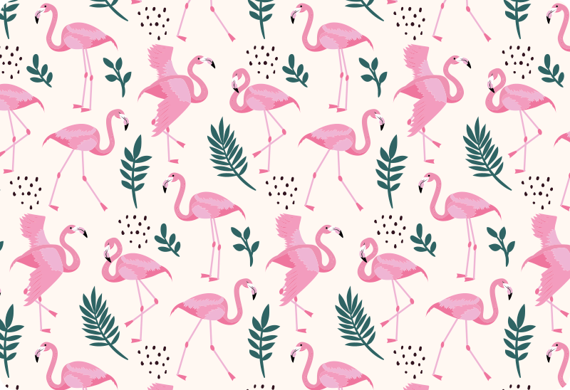 Vinyl teppich tiere mit flamingomuster und blättern - TenStickers