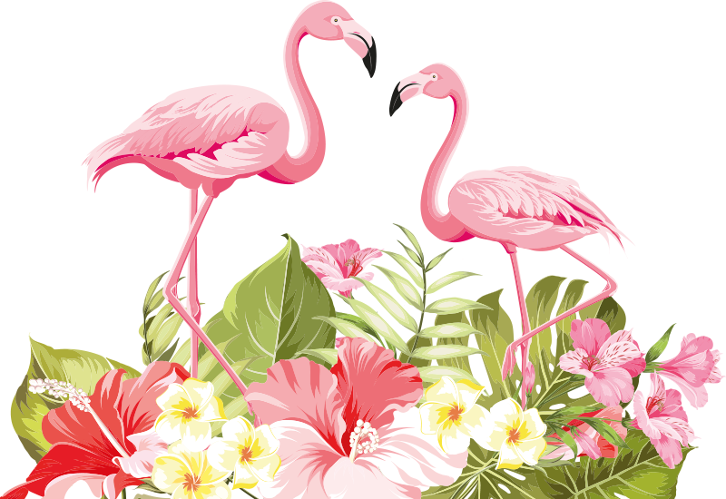 Vinyl teppich tiere mit tropischem flamingo - TenStickers