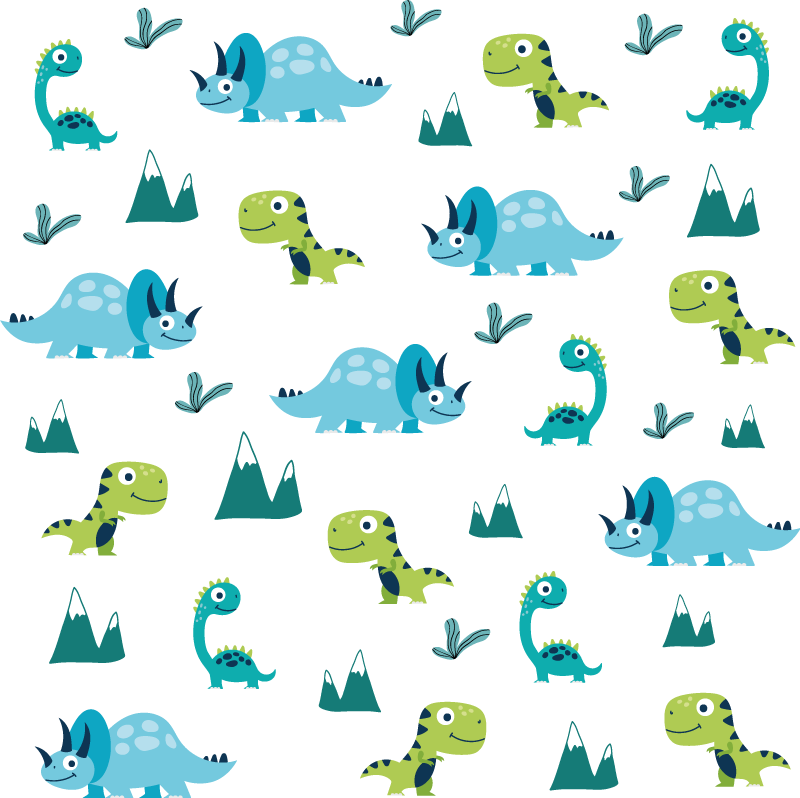 Vinyl teppich tiere nordic dinosaurier gebirgsset - TenStickers
