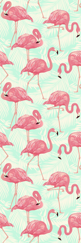 Vinyl teppich tiere mit gezeichneten rosa flamingos - TenStickers