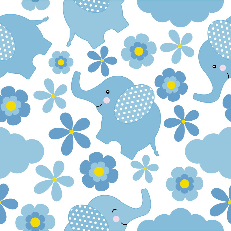 Vinyl teppich tiere blaue baby-elefanten - TenStickers