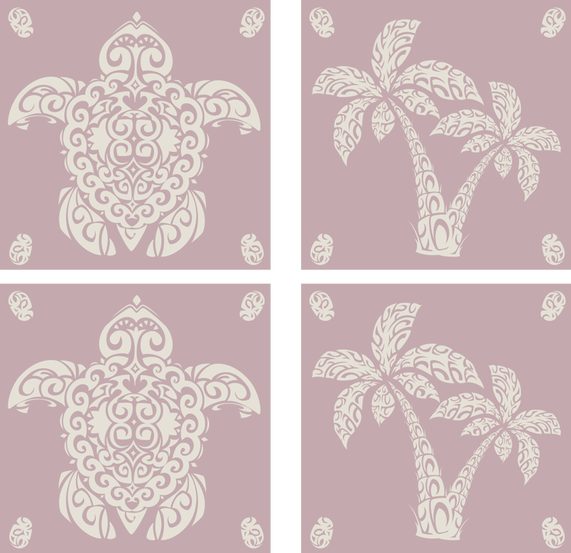 Vinyl teppich tiere mit hawaiianischem schildkrötenmuster - TenStickers