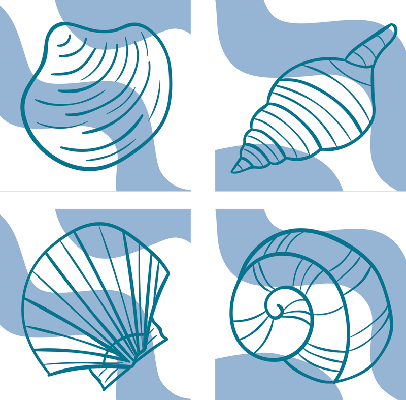 Vinyl teppich tiere mit muschelmustern - TenStickers