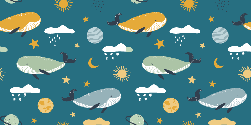 Vinyl teppich tiere mit trendigem wal-muster - TenStickers