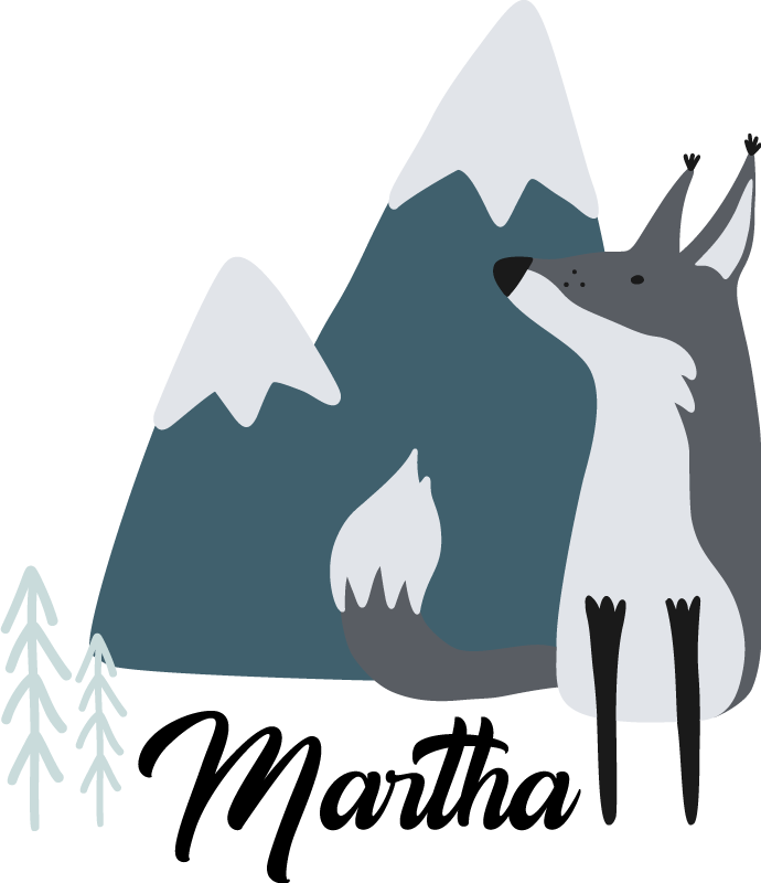 Vinyl teppich tiere personalisierbarer nordischer schneefox - TenStickers