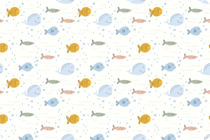 Vinyl teppich tiere bunte cartoon fische - TenStickers