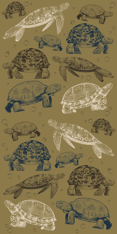 Vinyl teppich tiere mit beigem hintergrund und schildkröten - TenStickers