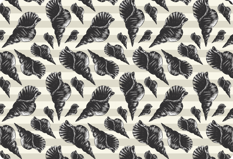 Vinyl teppich tiere handgezeichnete muscheln vintage - TenStickers