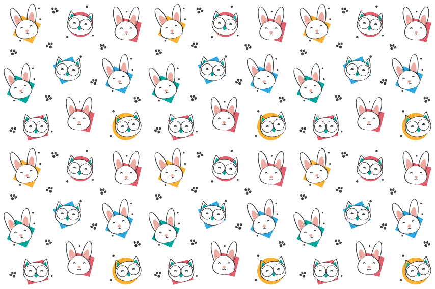 Vinyl teppich tiere eulen und hasen muster - TenStickers