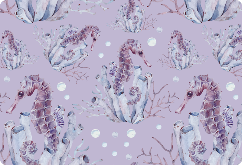Vinyl teppich tiere aquarell seepferdchen - TenStickers